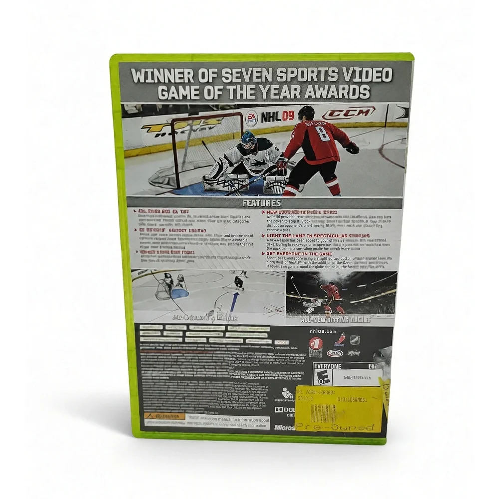 NHL 09 Xbox 360 Ice Hockey Sports Simulation Game Def Skill Stick Pro Mode